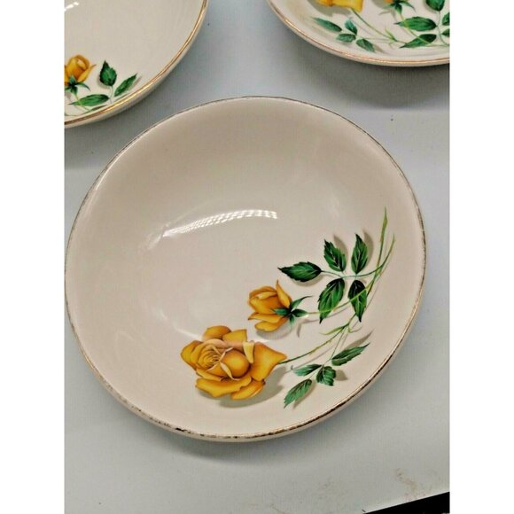 Crown Essex Staffordsire Rare 22 K Gold Decoration Yellow Rose Bowls (lot of 7) - Picture 7 of 8